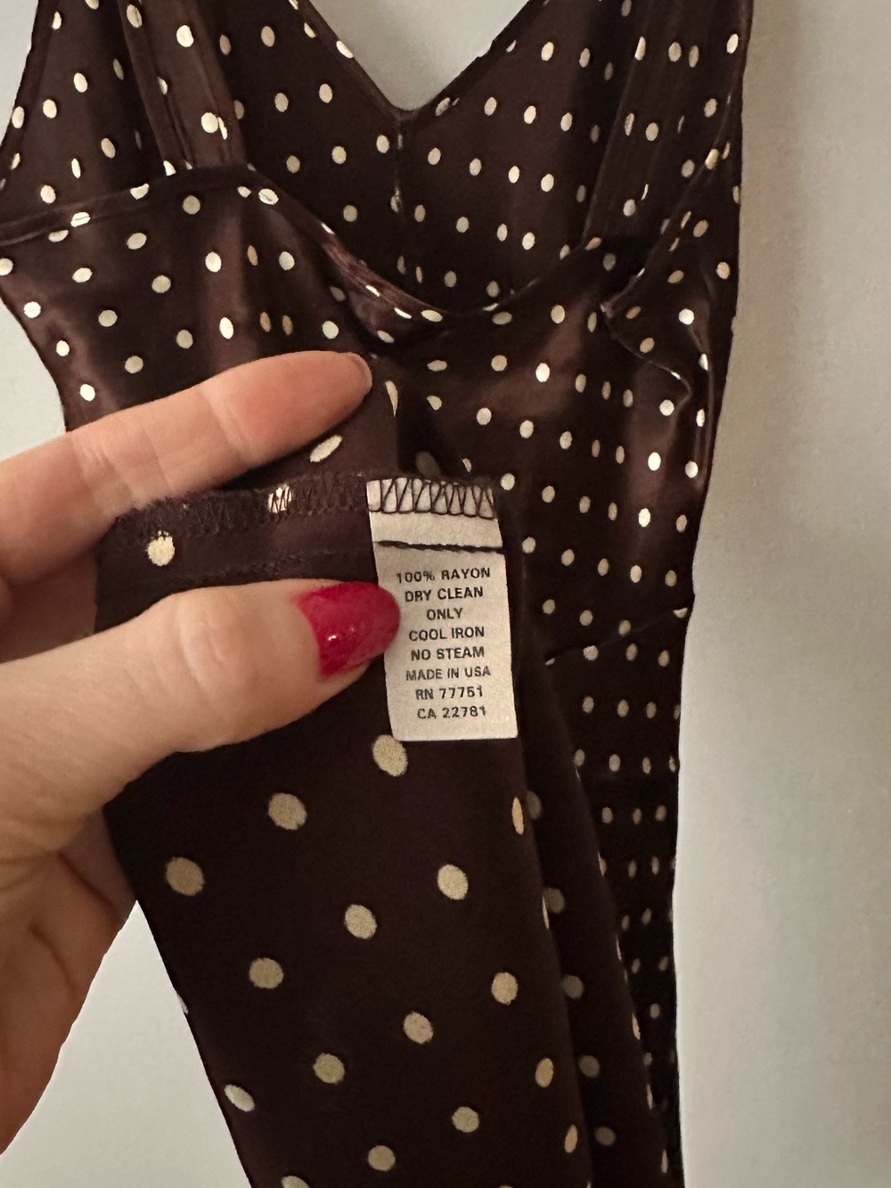 Vintage Betsey Johnson Brown Polka Dot V-Neck Slip Dress - Picture 6 of 7